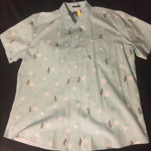 Saddlebread Men’s Hawaiian Shirt blue hula girl